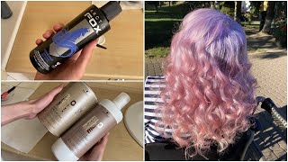 Rozjaśnianie odrostów i farbowanie na fioletowy i różowy | Roots bleaching and purple & pink dye |