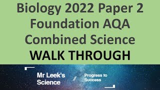 Biology combined Paper 2 Foundation 2022 walkthrough AQA Science