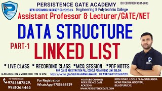 LINKED LIST part-1| Data Structure | Assistance Professor & Lecturer 2023/ GATE/NET | CSE&IT