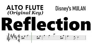 Reflection ALTO FLUTE  Original Key Sheet Music Backing Track Partitura Disney's Mulan