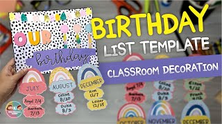 Write down your student's birthday here with the Birthday List Cute boho Rainbow ! - LINK IN DESC