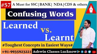 "Learned" vs "Learnt" || Confusing Words (Session- 57) || Homophones | Homonyms | By Ashwin Sir