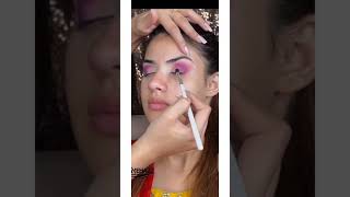 #shorts/pink smokey with gold glittery eyes haldi/rose/engagement ring 💍 ceremony/makeup look #rlSA