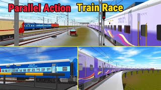 Indian train crossing3d parallel race icf train Mahamana train