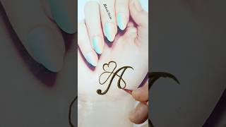 A" Letter Mehndi Design with heart ❤🥰 | Creative "A" alphabet mehndi tattoo design #shorts