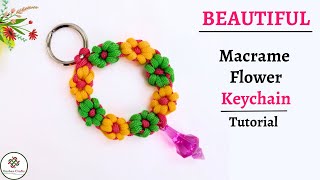 Macrame Flower Keychain Tutorial | Chaveiro macrame | DIY  Macrame keychain new design