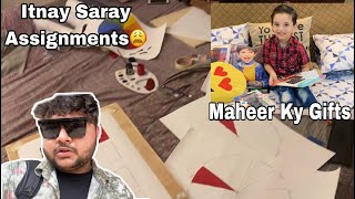 Aj Bhot Assignments Banaye😩|Rabeeca ne Maheer ko Gifts diye|Vlog By khuraim khan