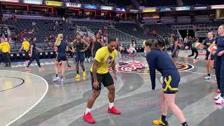 Caitlin Clark, Nneka Ogwumike, Skylar Diggins-Smith, Nika Mühl before Indiana Fever vs Seattle Storm