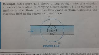 Figure 4.13 shows a long straight wire of a circular cross-section (radius a) carrying steady curren