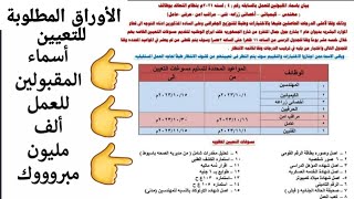 اسماء المقبولين لاستلام العمل والتعيين والأوراق المطلوبة وطريقه تقديم مسوغات التعيين هاااااام جدااا