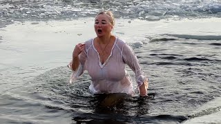 BATHING IN ICE WATER #1 |SWIMMING WINTER 2024| Epiphany bathing  #bathingbaptism