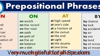 Useful Prepositional Phrases with on,in,at,out,for,...... How to use and when to use