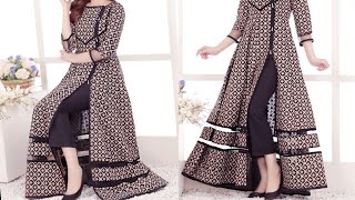 latest designer long dress/Kurti  design cutting and stitching