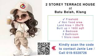 【 FOR SALE Rm 520,500 】Batu Belah, Klang - 2 storey terrace house, Land size 20x75, Good Condition