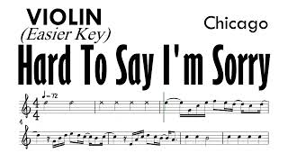 Hard To Say I'm Sorry Violin Easier Key Sheet Music Backing Track Partitura Chicago