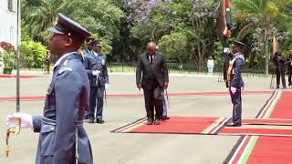 South African President Cyril Ramaphosa arrives at State House, Nairobi for a State Visit.