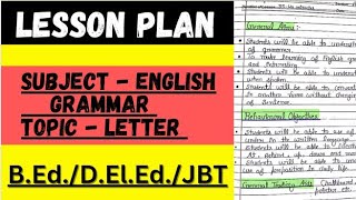 #english lesson plan | #formal letter writing | lesson plan on Letter #B.Ed.