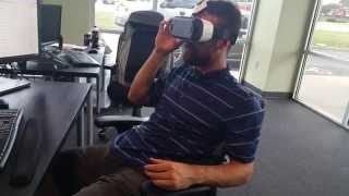 Hunter tries the Samsung Galaxy Gear VR headset.