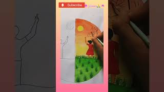 Day and night drawing#day and night drawing using poster colour#shorts#youtubeshorts