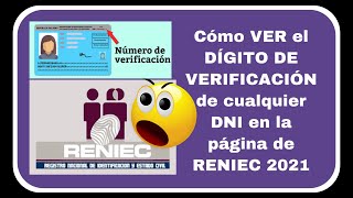 Cómo ver el DÍGITO de VERIFICACIÓN de cualquier DNI en la página de RENIEC 2021