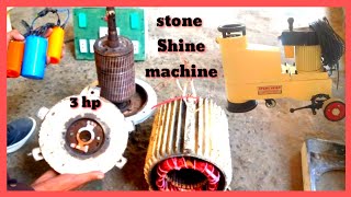 complete fitting  3hp single phase stone Shine machine capacitor connection