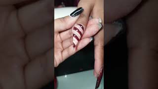 Drawing Gold Glitter candycane nail line 💅 Christmas nails #christmasnail #acrylicnail #holidaynails