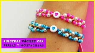 💞 PULSERAS de HILO con PERLAS, CRISTALES y MOSTACILLAS muy FÁCILES de hacer / #pulserasdemoda