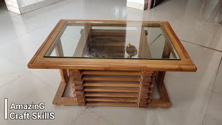 Wooden Tea Table Design || Tea Centre Table With Glass Top || Woodwork Zone