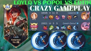 LAYLA VS POPOL VS EDTIH❗BUILD ONE SHOT ENEMY DELETE! CRAZY GAMEPLAY | build top 1 global Layla