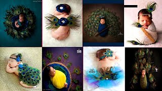 New born baby  photoshoot at home💖😍 | peacock feathers theme baby photoshoot |