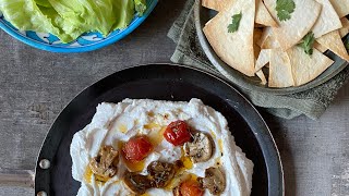 Labneh Dip | Roasted Tomatos and mushrooms | healthy starters | Quick Dip | Party Starters | Cheese