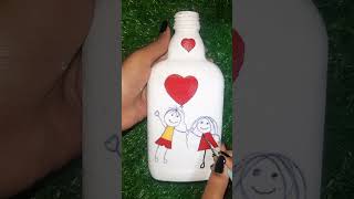 ||Bottle art||acrylic painting|| #art #karabi #shortvideo #love #trending #bottleart #acrylic