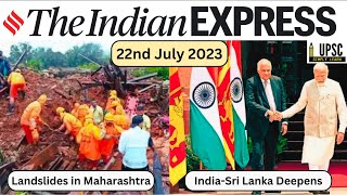 22 July 2023 | Daily Newspaper Analysis | The Indian Express | #upscnewsanalysis #UPSC #ias