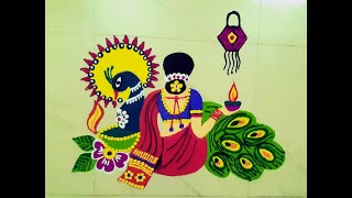 Diwali Special Beautiful And Attractive Rangoli Step By Step | Peacock Rangoli For Diwali | Diya