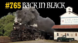 Nickel Plate #765 steam locomotive blasts out of Carland, Michigan with a vintage frieght train