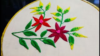 Hand Embroidery// Flower Design by Fishbone Stitch..