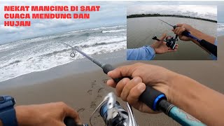 nekat mancing di saat cuaca mendung dan hujan #shorejigging #ultralight #landbasedfishing