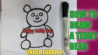 How to draw a teddy bear easy | Happy Teddy Day| Valentines day