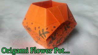 Diy Origami Paper Flower Pot|How to make Paper Flower Pot|Easy Paper Folding craft.