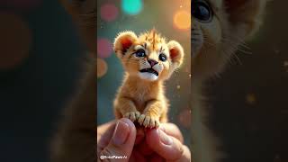 🦁 Meet the Adorable Tiny Lion Cub! 🐾✨