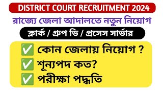 District Court Recruitment 2024 /জেলা আদালতে শূন্যপদ/ ক্লার্ক এবং গ্রুপ ডি পদের নতুন বিজ্ঞপ্তি