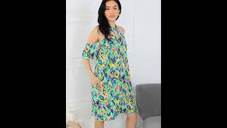 Sew In Love Full Size Perfect Paradise Printed Cold Shoulder Dress