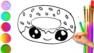 How to draw a  cute donut easily and quickly.Wie man einfach und schnell einen süßen Donut zeichnet.