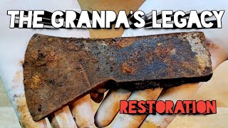 RESTORATION ~ Rusty Old Axe Restoration [DIY Rust Removing - Handle Making] RESTORASI