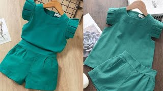 Beautiful Baby Top With Shorts Cutting & Stitching | Baby Dress Cutting & Stitching For 2 Year