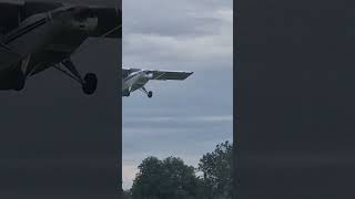 plane takes off at campsite