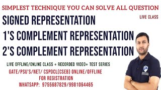 Signed Magnitude, 1's Complement and  2's Complement Representation |GATE 2021| PSU|CSPDCL(CSEB)