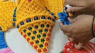 मैक्रामे के गणेश जी का मुकुट || Macrame Ganesh  colour full mukit design