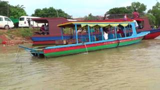 Boat Tour With Tourists in Tonle Sap Lake in Cambodia