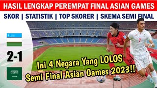 LENGKAP❗HASIL PERTANDINGAN PEREMPAT FINAL ASIAN GAMES HARI INI | Laga Menarik Menanti di Semifinal